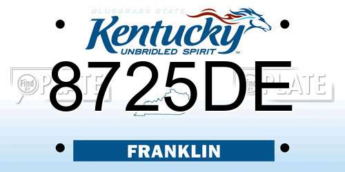 8725DE Kentucky License Plate