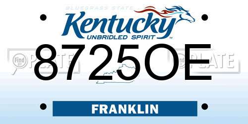 8725OE Kentucky License Plate