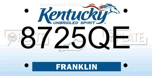 8725QE Kentucky License Plate