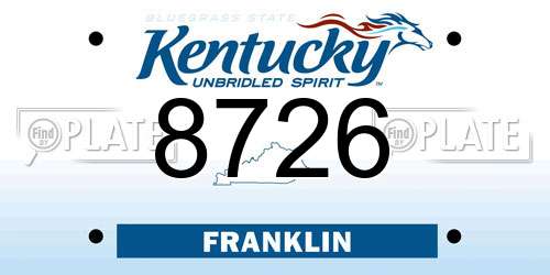 8726 Kentucky License Plate