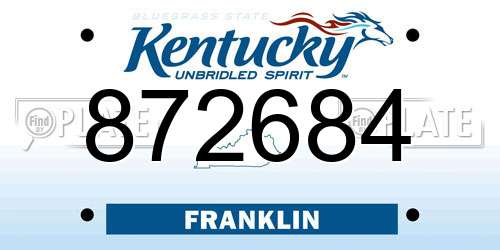 872684 Kentucky License Plate