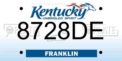 8728DE Kentucky License Plate