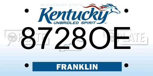 8728OE Kentucky License Plate