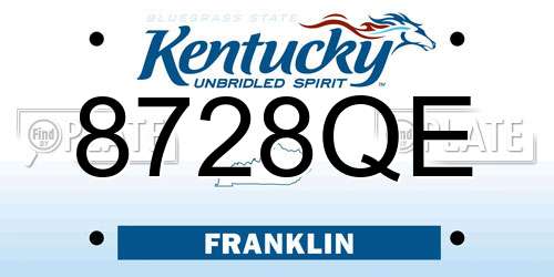 8728QE Kentucky License Plate