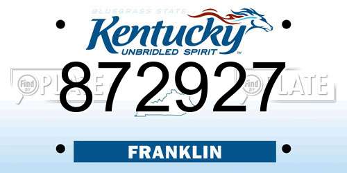 872927 Kentucky License Plate