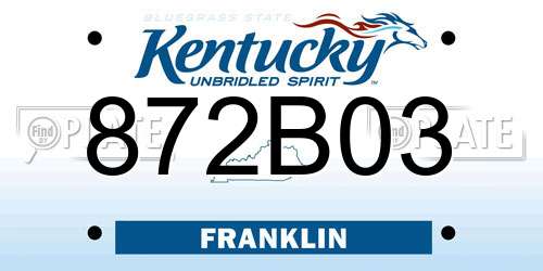 872B03 Kentucky License Plate