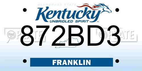 872BD3 Kentucky License Plate