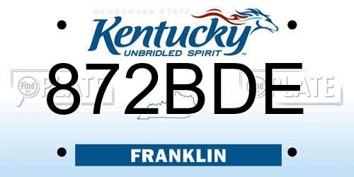 872BDE Kentucky License Plate