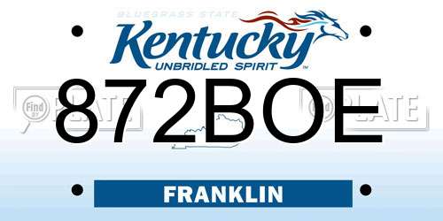 872BOE Kentucky License Plate