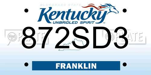 872SD3 Kentucky License Plate