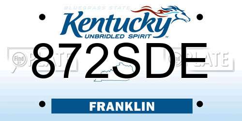 872SDE Kentucky License Plate