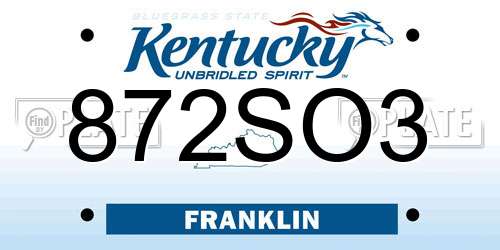 872SO3 Kentucky License Plate