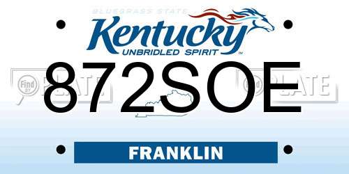 872SOE Kentucky License Plate