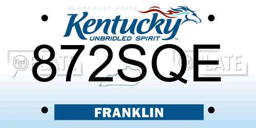 872SQE Kentucky License Plate