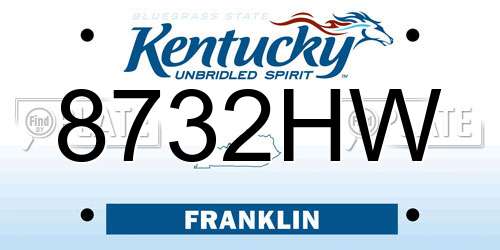8732HW Kentucky License Plate