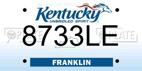 8733LE Kentucky License Plate