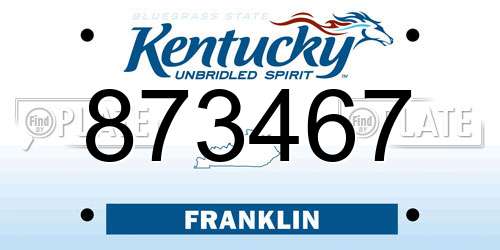 873467 Kentucky License Plate