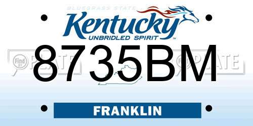 8735BM Kentucky License Plate