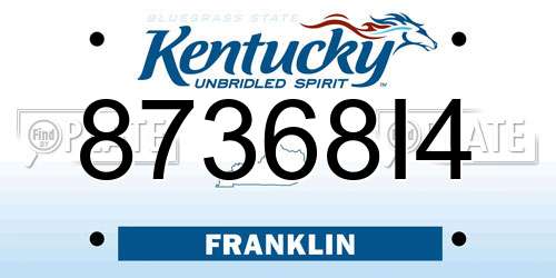 87368I4 Kentucky License Plate