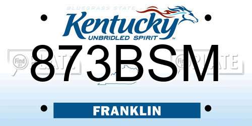 873BSM Kentucky License Plate