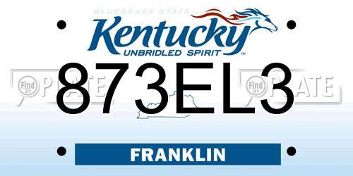 873EL3 Kentucky License Plate