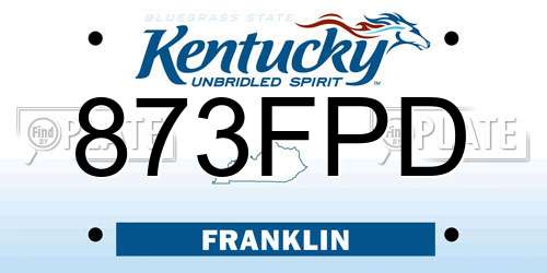 873FPD Kentucky License Plate