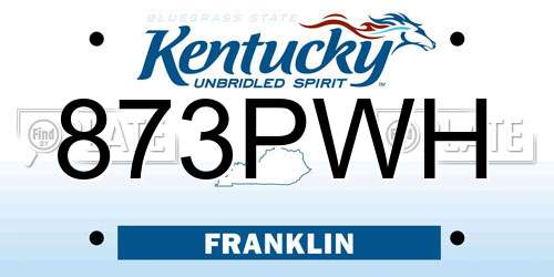 873PWH Kentucky License Plate