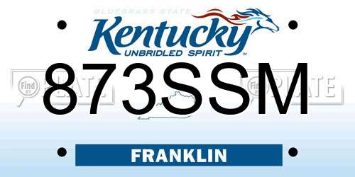 873SSM Kentucky License Plate