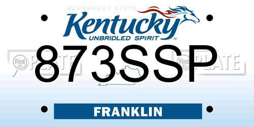 873SSP Kentucky License Plate