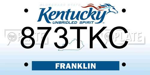 873TKC Kentucky License Plate