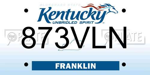873VLN Kentucky License Plate