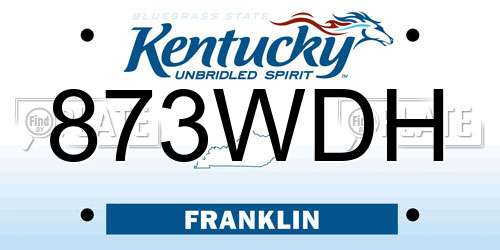 873WDH Kentucky License Plate