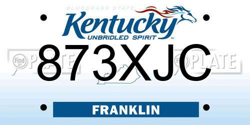 873XJC Kentucky License Plate