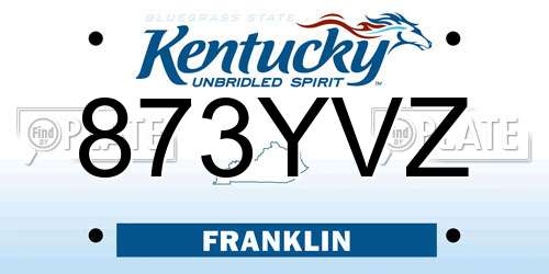 873YVZ Kentucky License Plate