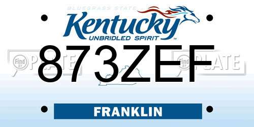 873ZEF Kentucky License Plate