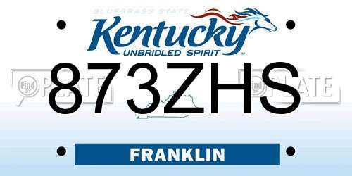 873ZHS Kentucky License Plate