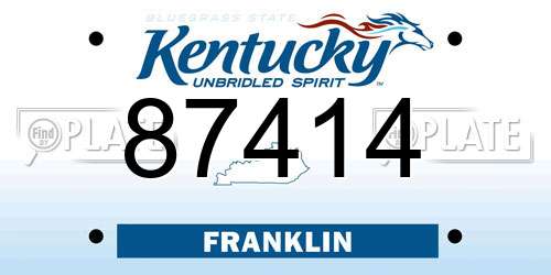 87414 Kentucky License Plate