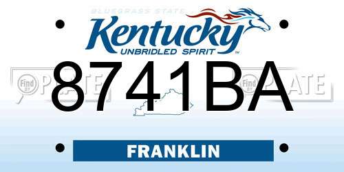 8741BA Kentucky License Plate