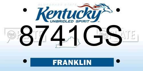 8741GS Kentucky License Plate