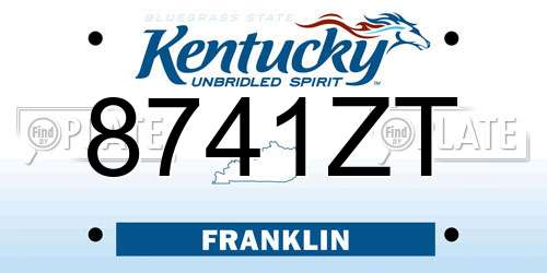 8741ZT Kentucky License Plate