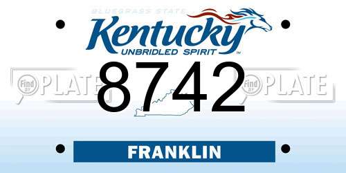 8742 Kentucky License Plate