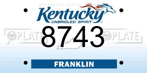 8743 Kentucky License Plate