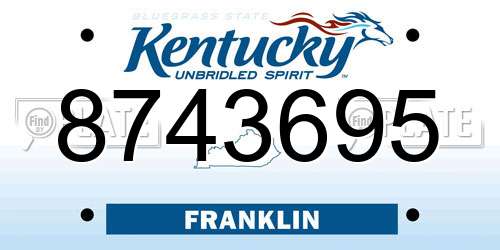 8743695 Kentucky License Plate