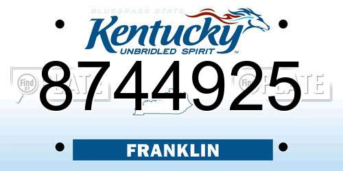 8744925 Kentucky License Plate