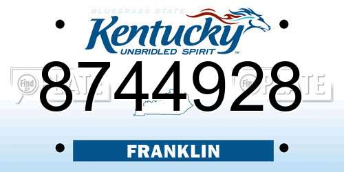 8744928 Kentucky License Plate