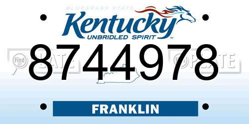 8744978 Kentucky License Plate