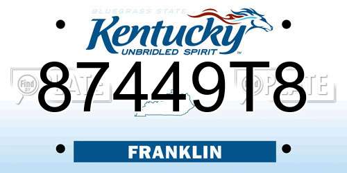 87449T8 Kentucky License Plate