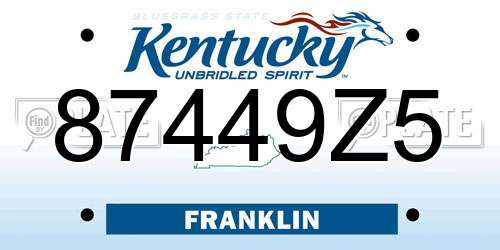 87449Z5 Kentucky License Plate