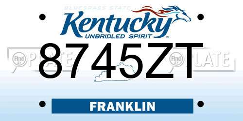 8745ZT Kentucky License Plate
