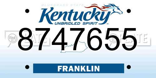 8747655 Kentucky License Plate